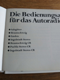 VW / Audi radio`s 1978 gebruiksaanwijzing