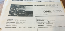 Einbauanleitung Opel Kadett Olympia 1968-1970 Blaupunkt autoradio