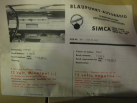Radio inbouwfront voor Simca 1300 1500 l/ls/gl 1966