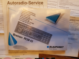 Bremen RCM 43 Bedienungsanleitung Blaupunkt autoradio incl. keycard