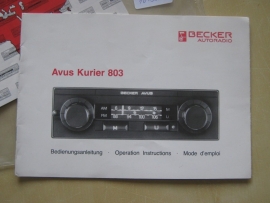 Becker Avus 803 Gebruiksaanwijzing