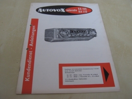 Gebruiksaanwijzing / schema Autovox RA 109 / 110