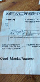 22 EN 4579 / 6579 Philips inbouwvoorschrift Opel Manta / Ascona