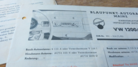 Einbauanleitung VW 1200 Blaupunkt autoradio Mainz 1960-62