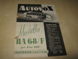 Gebruiksaanwijzing / schema Autovox RA 68 (Fiat 600)