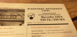 Einbauanleitung Mercedes  220  1961 Blaupunkt autoradio Capri