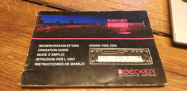 Becker Grand Prix 2230 gebruiksaanwijzing
