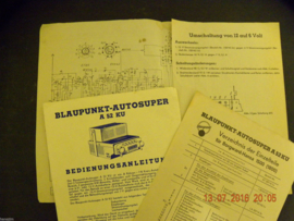 2) Bedienungsanleitung Schaltplan Schaltbild für BLAUPUNKT Autosuper A 52 KU, Borgward-Hansa