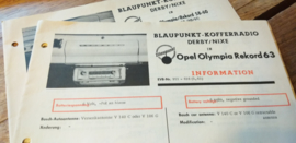Einbauanleitung Opel Rekord Olympia 1963 Blaupunkt autoradio Derby / Nixe