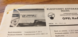 Einbauanleitung opel Kadett 1963 Blaupunkt autoradio Mainz