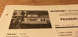 Einbauanleitung Peugeot 404  1968  Blaupunkt autoradio