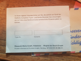 Bamberg CR Bedienungsanleitung Schaltplan Autoradio Blaupunkt