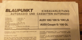 Einbauanleitung Audi 100 1974 Blaupunkt autoradio