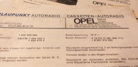 Einbauanleitung Opel Rekord Coupe Commodore 1972 Blaupunkt autoradio