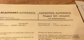 Einbauanleitung Peugeot 504  1972 Limousine Blaupunkt autoradio