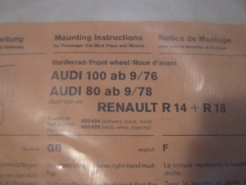 Wegu spatlappen : Audi 100, 80, Renault R14, R18