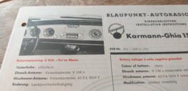 Einbauanleitung VW Karmann-Ghia 1500 Blaupunkt autoradio