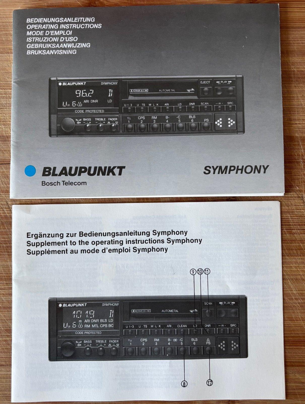 Symphony Porsche radio BLAUPUNKT gebruiksaanwijzing / bedienungsanleitung / manual autoradio