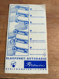 Bremen Q serie 1959 Blaupunkt gebruiksaanwijzing Blaupunkt autoradio