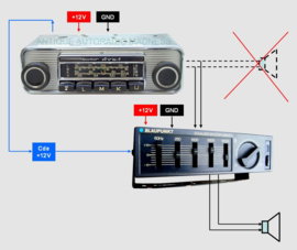 Montage van een   AMPLIFIER-BOOSTER of EQUALIZER op een 5W transistor autoradio