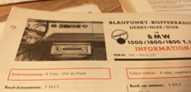 Einbauanleitung BMW 1500 / 1800 / 1800 T.I. 1964 Blaupunkt autoradio