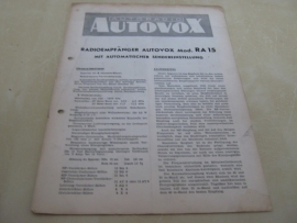 Gebruiksaanwijzing / schema Autovox RA 15