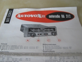 Gebruiksaanwijzing / schema Autovox RA 312