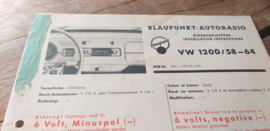 Einbauanleitung VW 1200 Käfer Blaupunkt autoradio 1958-1964