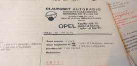 Einbauanleitung Opel Kapitän Admiral Diplomat 1969/70 Blaupunkt autoradio