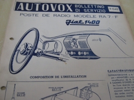 Gebruiksaanwijzing / schema Autovox RA 7 Fiat 1400