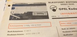 Einbauanleitung Opel Kadett 1963 Blaupunkt autoradio Derby / Nixe