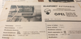 Einbauanleitung Opel Kapitän Admiral Diplomat 1969 Blaupunkt autoradio