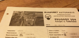 Einbauanleitung Peugeot 504  1970 Coupe Cabriolet Blaupunkt autoradio