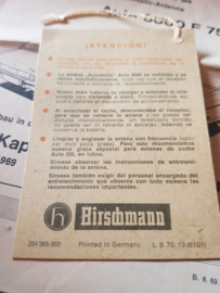 Opel Kapitän, Admiral, Diplomat Hirschmann Einbauanleitung Auta 6000