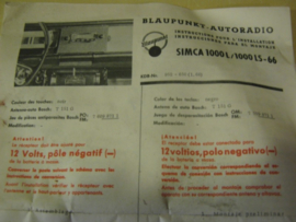 Radio inbouwfront voor Simca 1000L / 1000 LS NIEUW Blaupunkt autoradio