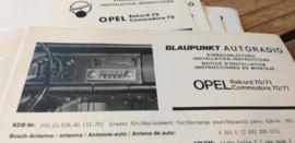 Einbauanleitung Opel Rekord Coupe Commodore 1970-1971 Blaupunkt autoradio