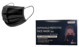 Mond- neusmasker -zwart- 3-laags, à 50st.