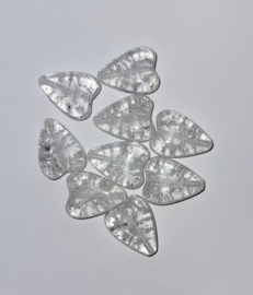 *GKO26   2 x Tsjechische Glaskraal Crackle Hart  17mm