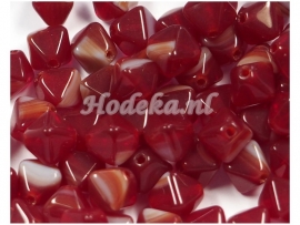 GKB16a  100 x Tsjechische Glaskraal Ruit 6 x 6mm Rood