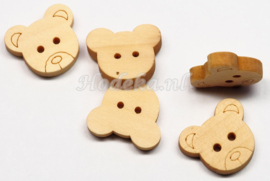 *KNO138 4x Houten knoop Beer