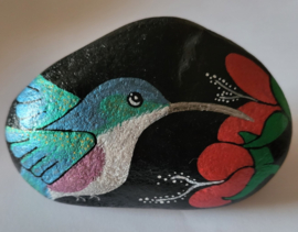HPS24 Hand painted stone by Hodeka.nl  *Kolibrie*