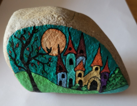 HPS25 Hand painted stone by Hodeka.nl  *Kasteel*