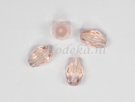 FCT12/05  8 x Facet glaskraal Druppel  Licht Roze 12 x 8 mm