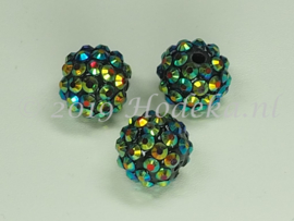 ACP14/06  2 x acryl kraal 14mm met Olie strass kleur