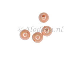 ACP08/83    20 x acryl kraal rond 8mm Zalm/Oranje met parelmoer glans