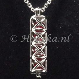 KGD15 1 x rvs ketting met Wisselhanger staaf Rood