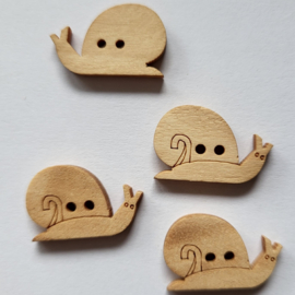 *KNO141  4 x Houten knoop Slak