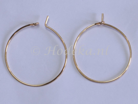 WGR02  2 x Wijnglas ring  29 x 25 x 0.7 mm  Goud -chirurgisch staal-