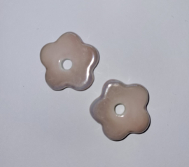 *KMK12  2 x Porseleinen kraal Bloem ca. 29 mm Roze