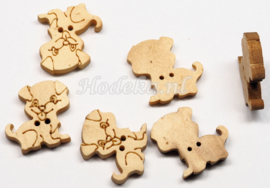 *KNO135 4x Houten knoop Hond